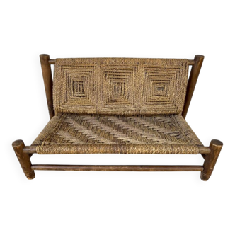 Wooden and rope bench from the 1950s,  Vibo