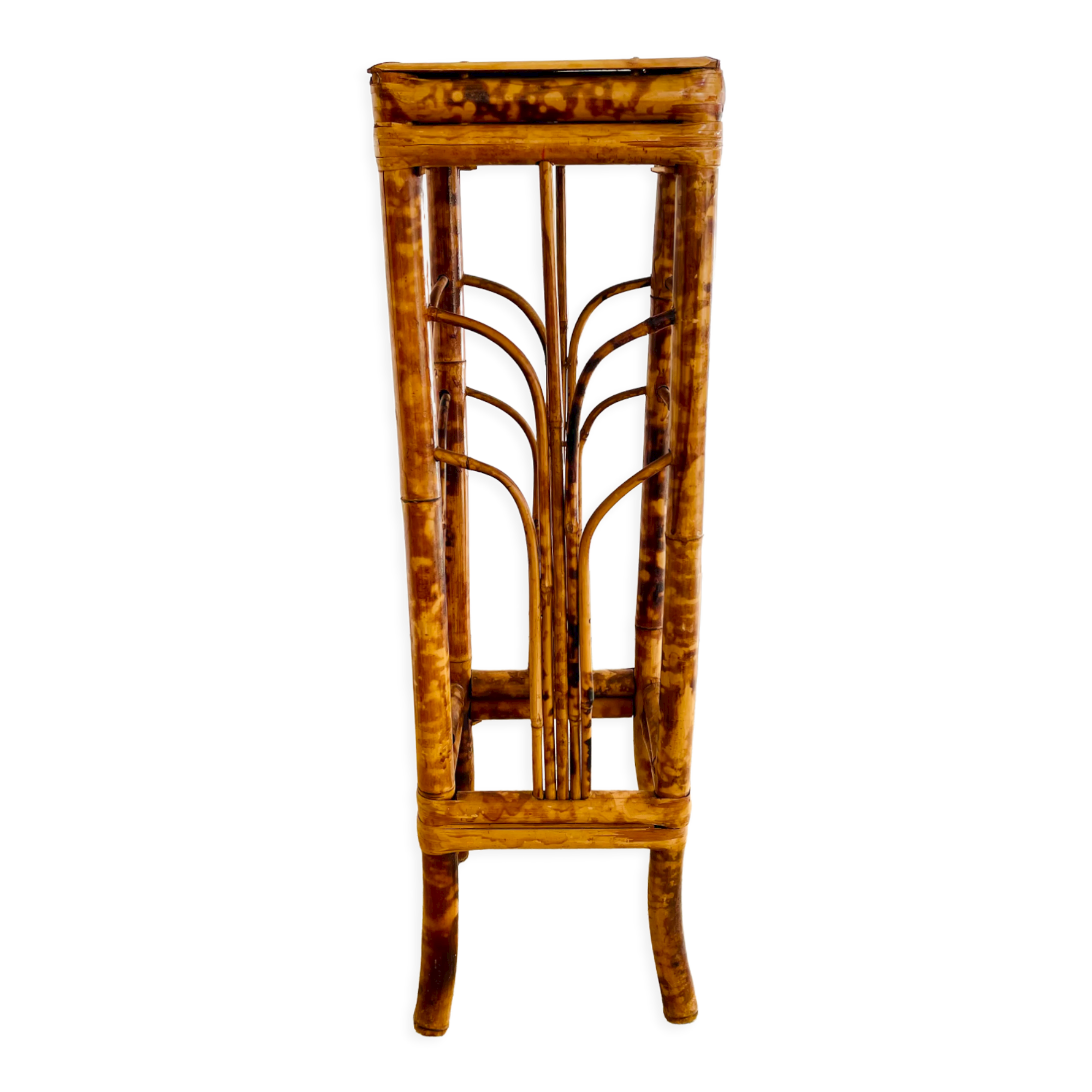 Vintage bamboo saddle pedestal table
