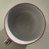 Large earthenware cup with pink trim and pink flower pattern H7 D15