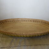Flat oval wooden and wicker