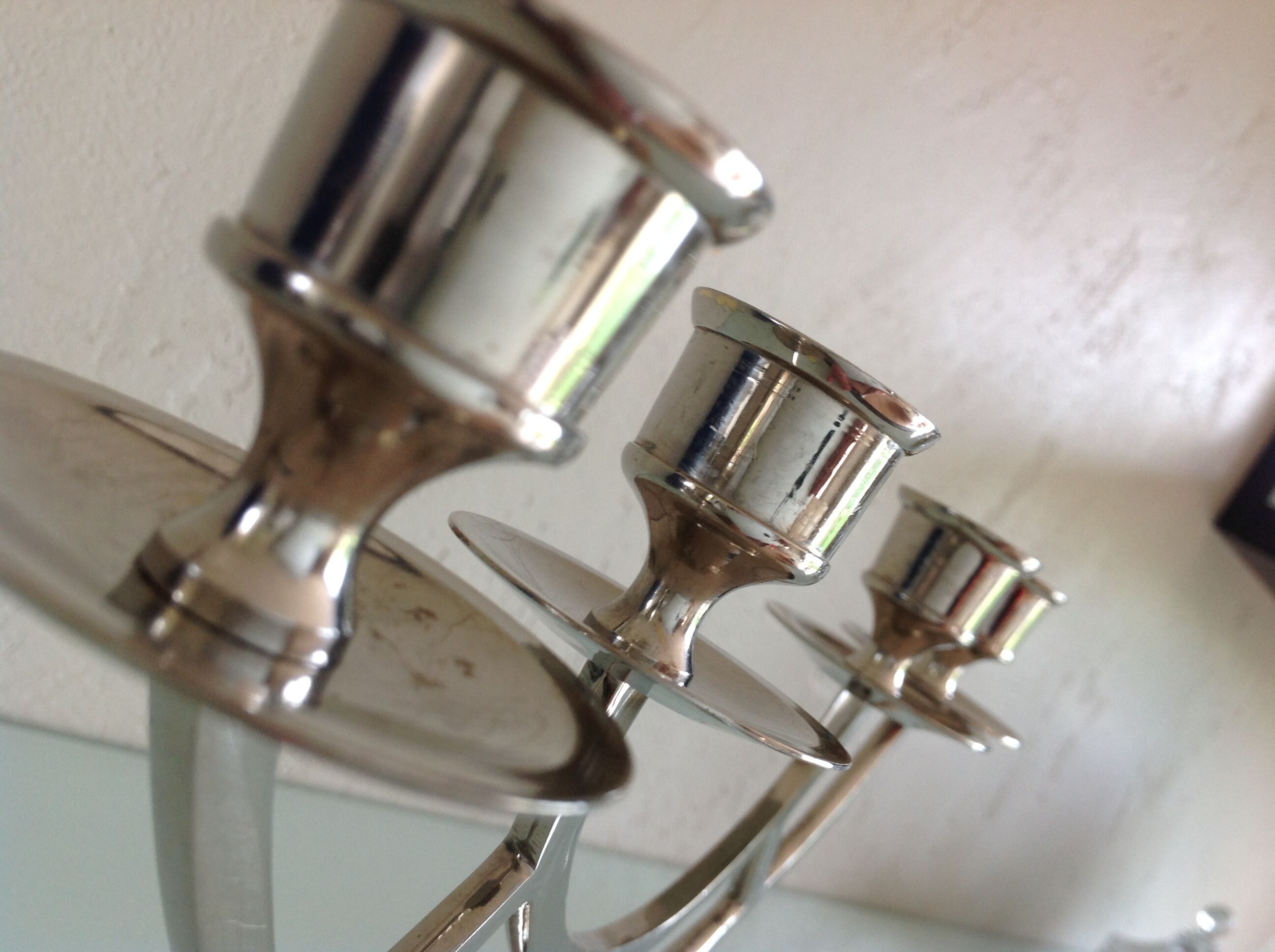 70-year-old chrome/vintage metal straight-line chandelier