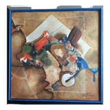 Oil on canvas contemporary work framed signed "mattevski" 1991