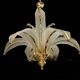 Venini palm chandelier in Murano glass and golden structure, Italy 1980s