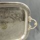 Large tray with monogrammed handles in silver metal 19th century Napoleon III