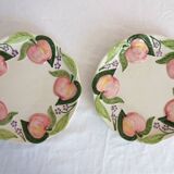 2 vintage apple barbotine plates signed Francesco Guarino