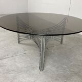 Table basse en fil de chrome de l’ère spatiale, années 1970