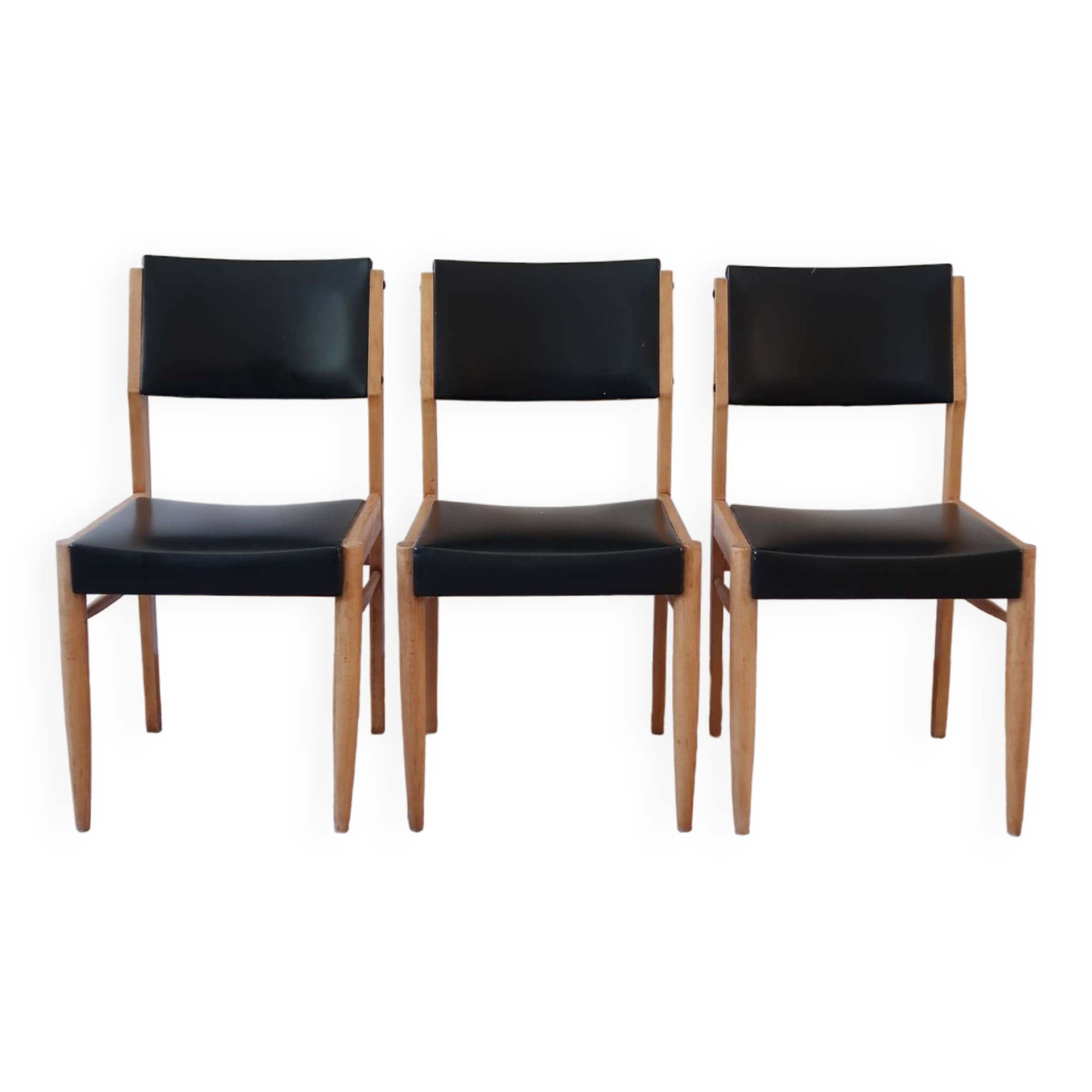 3 Scandinavian black skai chairs