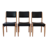 3 Scandinavian black skai chairs