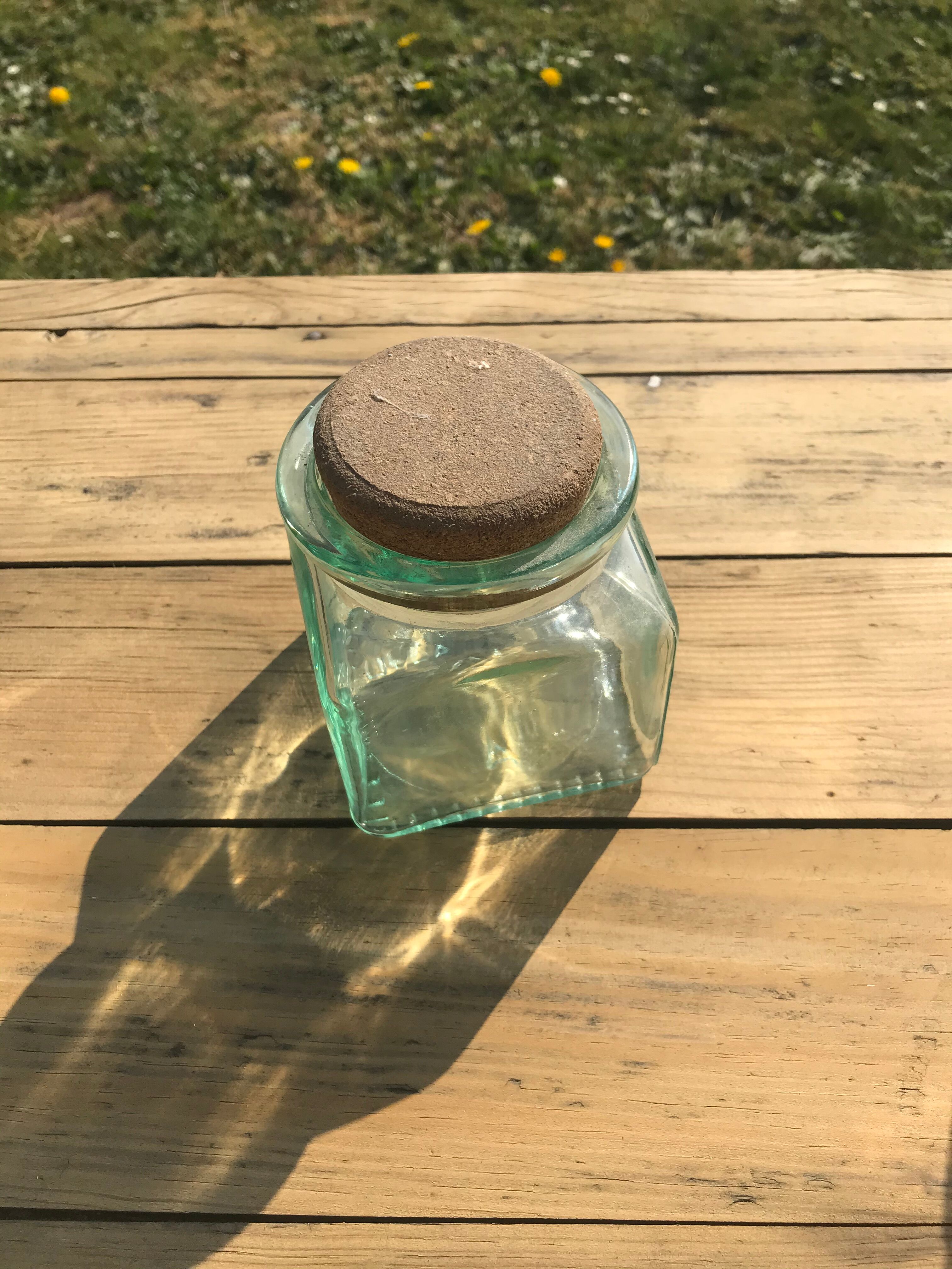 Glass jar with vintage cork