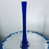 Vase soliflore vintage spirale bleu