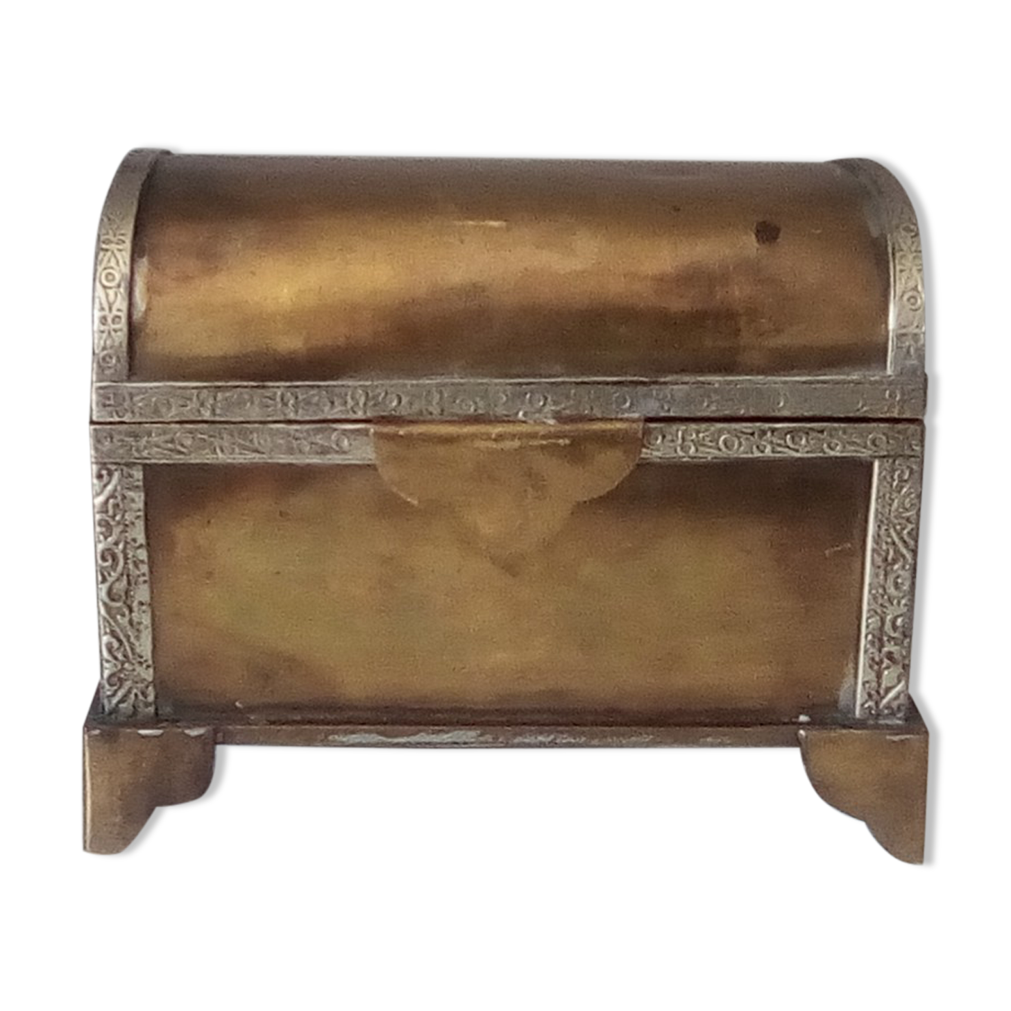 Old jewelry chest in solid brass