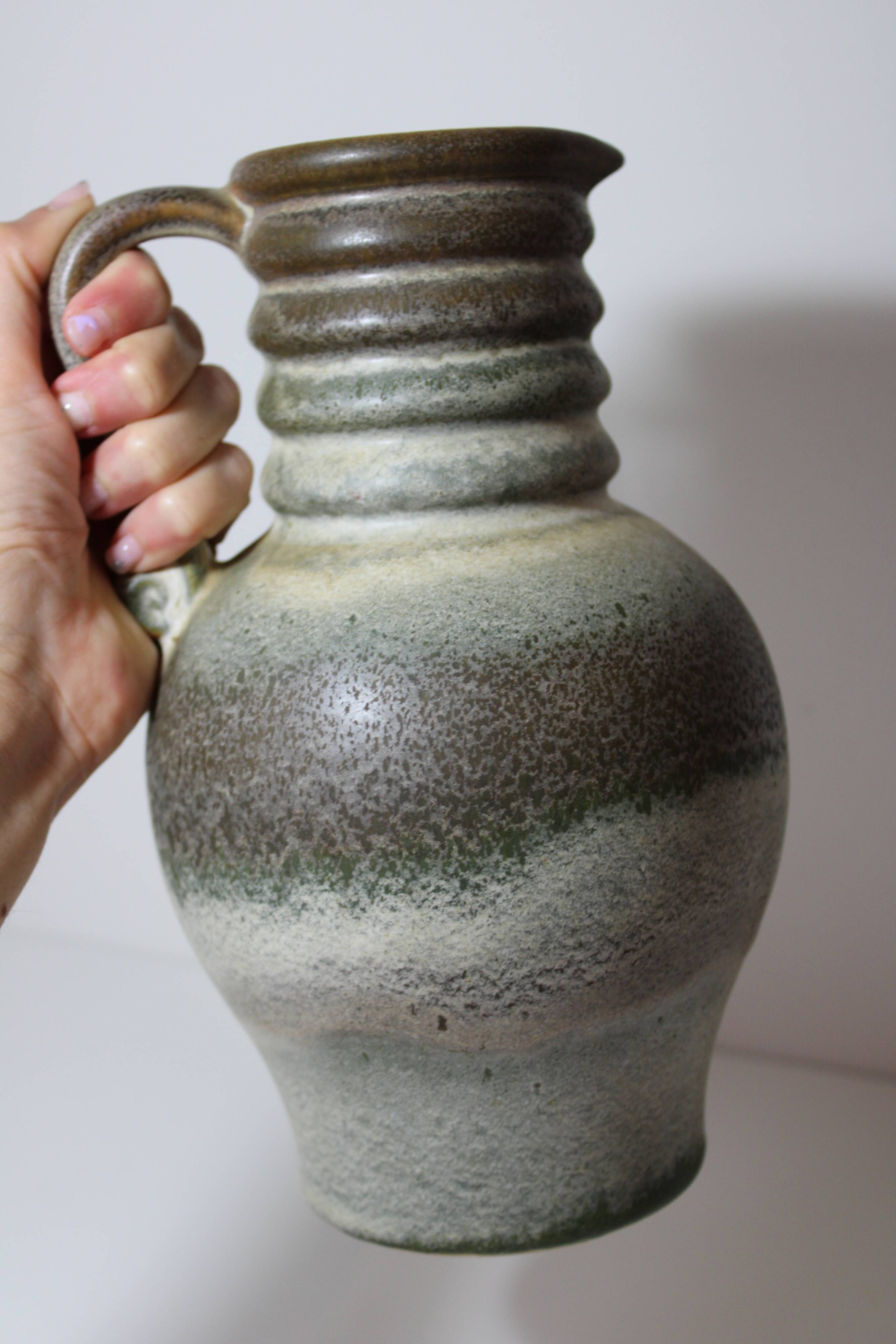West germany blue green vintage carafe vase