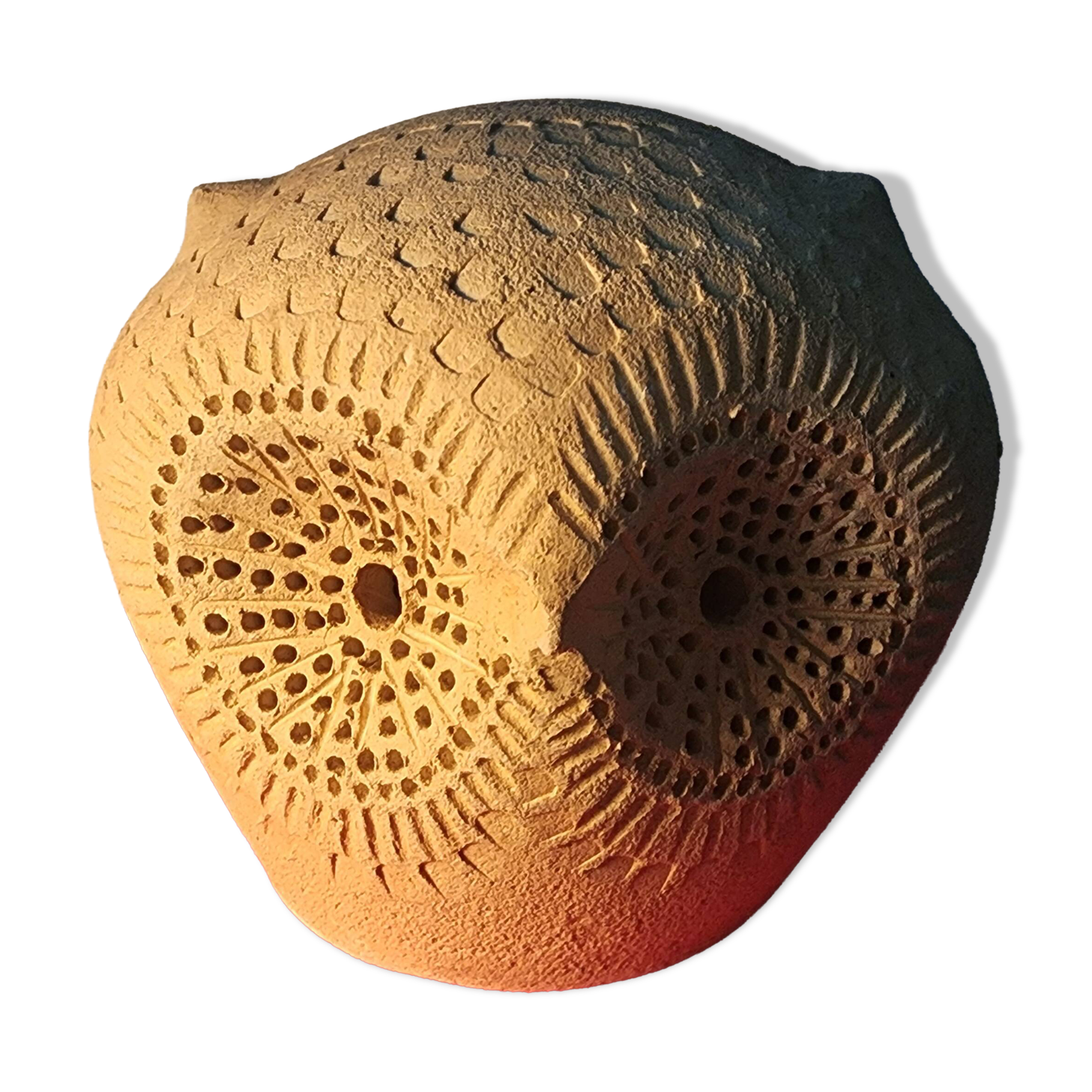 Vintage stoneware owl lamp, circa 1970