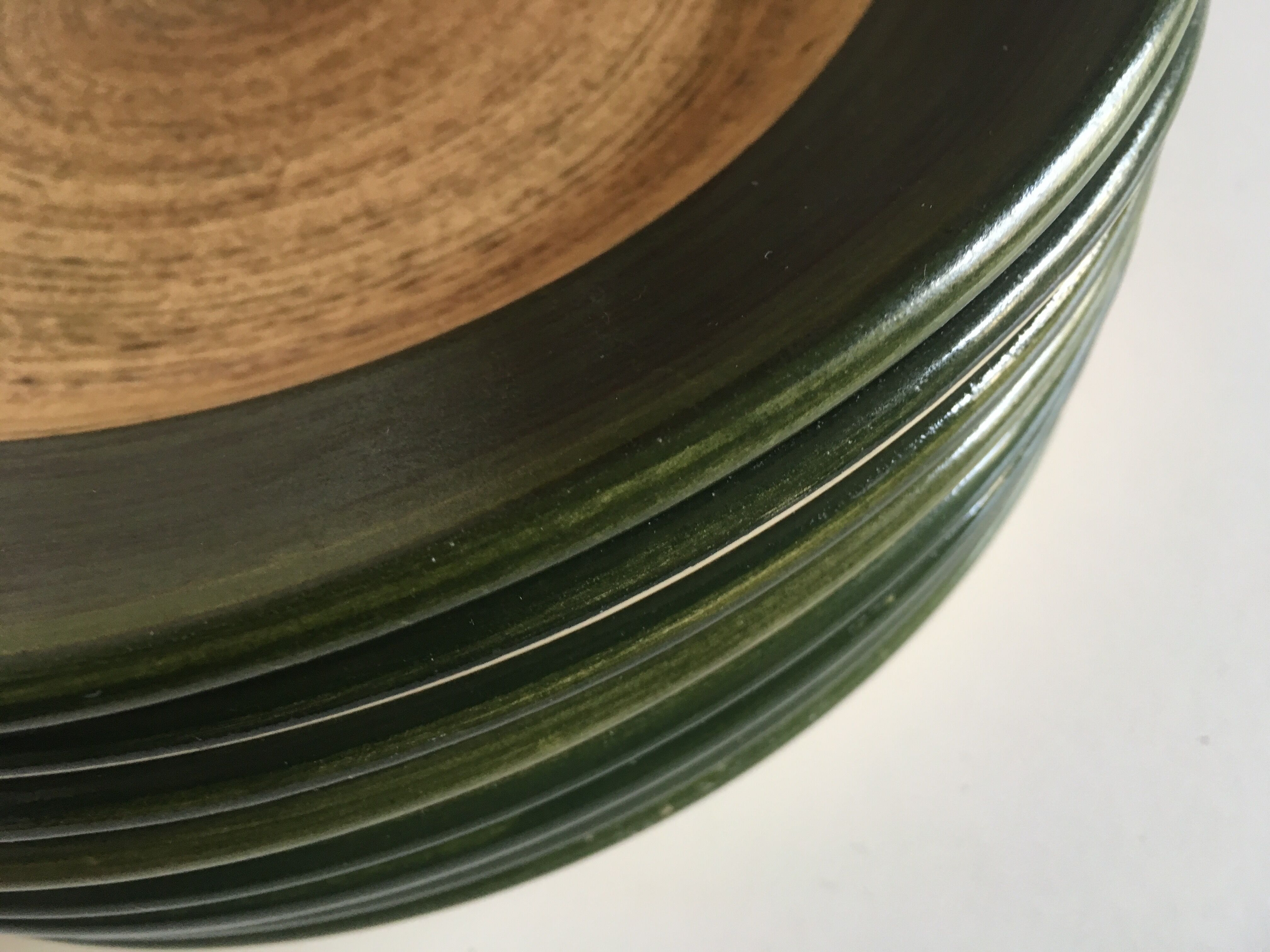 Set de 8 assiettes plates en grès 1970 St Clément bois de rondin de ferme
