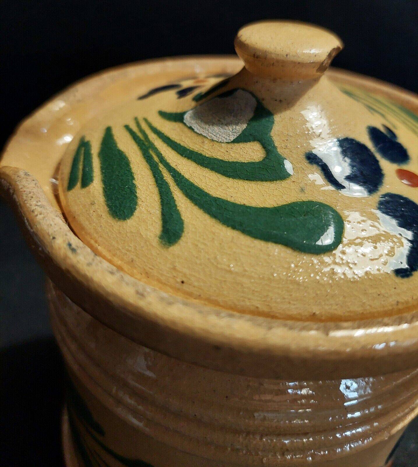 Covered pitcher glazed terracotta Alsace Soufflenheim early 20th century