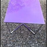 Table d'appoint verre et pied metal chromé