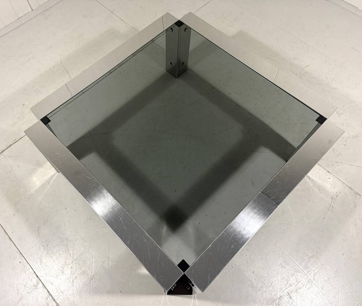 Chrome plated & smoked glass low coffee table 1960’s