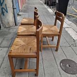 Set of four regaining chairs in elm. 1970