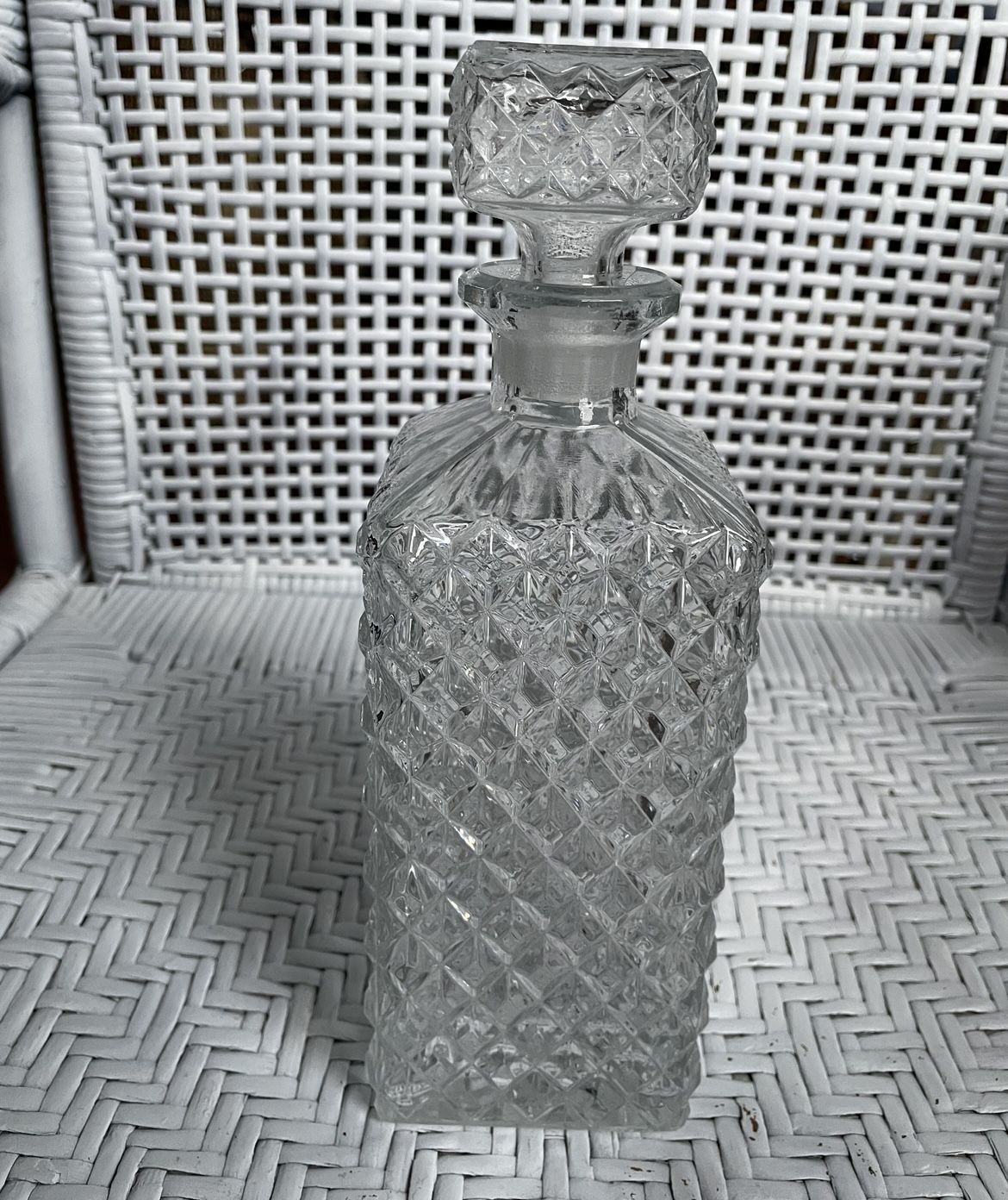 Diamond-tipped glass decanter 1960s/70s