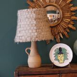 Terracotta lamp and original wool lampshade