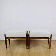 Edmund Homa stool, cream ivory white boucle seat - 2 pieces available