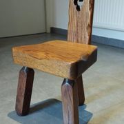 Tripod chair for children, Scandinavian chalet brutalist design.