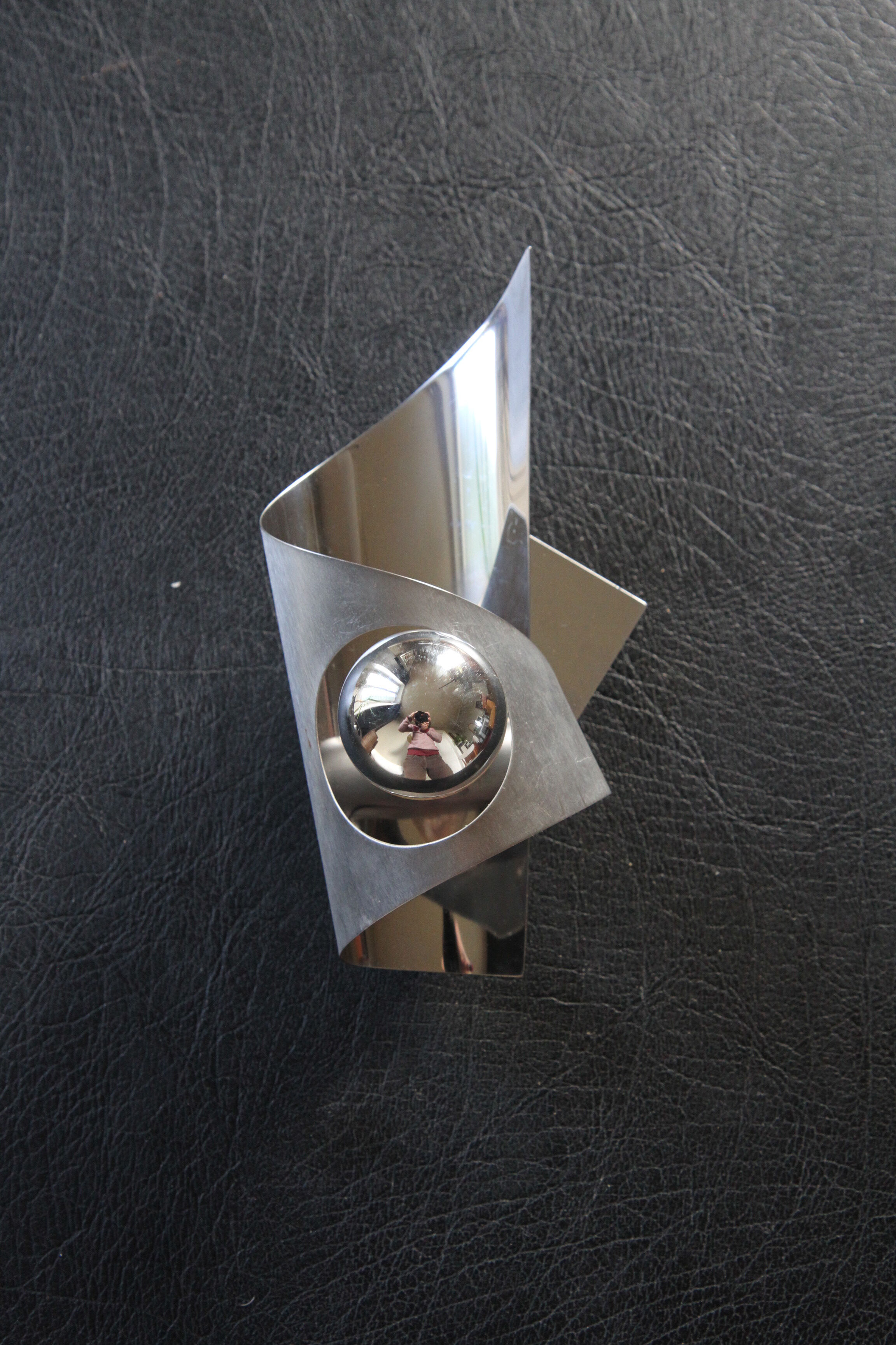 Polished and brushed stainless steel sconces 1970