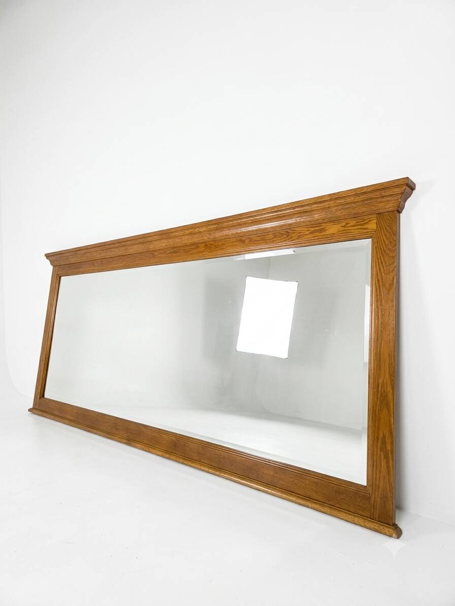 Miroir XXL biseauté en chêne, 210cm de L