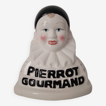 Advertising lollipop display with gourmet Pierrot bust in porcelain