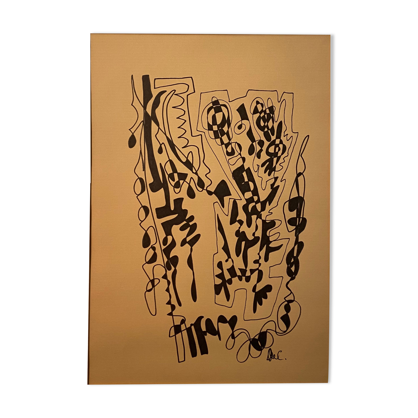 Dessin à l’encre, abstraction signée