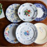 6 assiettes plates dépareillées vintages