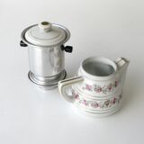 Old Nomar porcelain coffee maker with filter - like new - flower decor