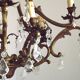 10 Light 5 Sided Bronze and Crystal Cage Chandelier