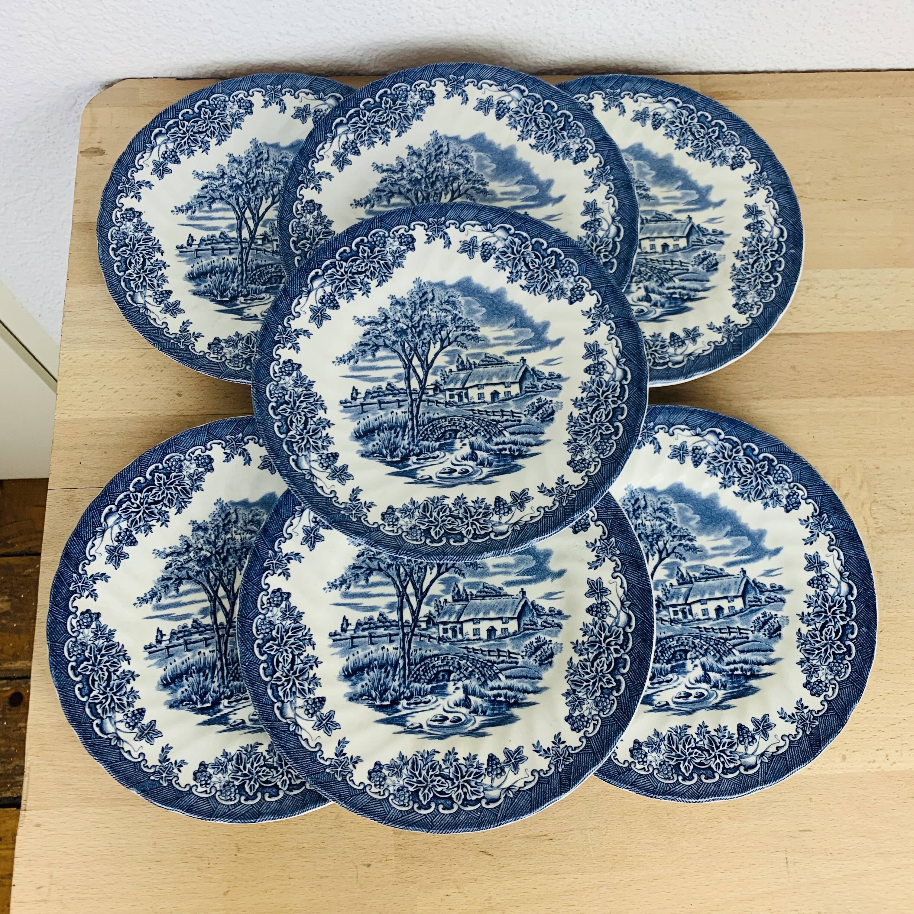 7 Myott The Brook English Ironstone Dessert Plates