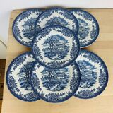 7 Myott The Brook English Ironstone Dessert Plates