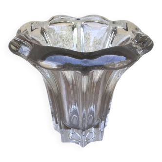 Vintage 1970s Crystal Molded Flower Vase