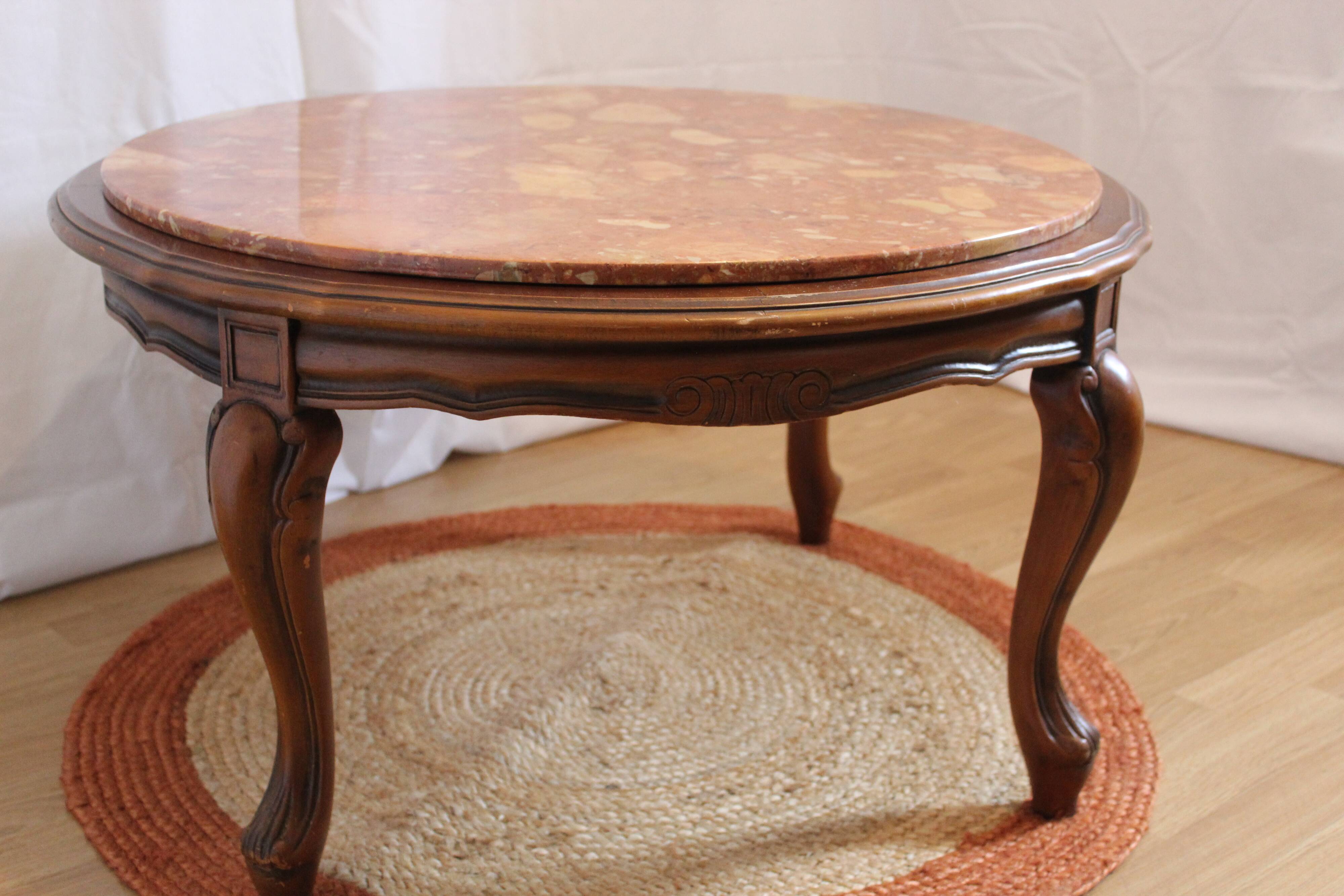 Red marble coffee table