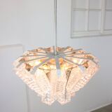 Vintage Austrolux Glass Chandelier: Mid-Century Chrome Pendant Light