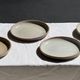 Set of 6 handmade stoneware plates in glazed beige and brown D20 H3