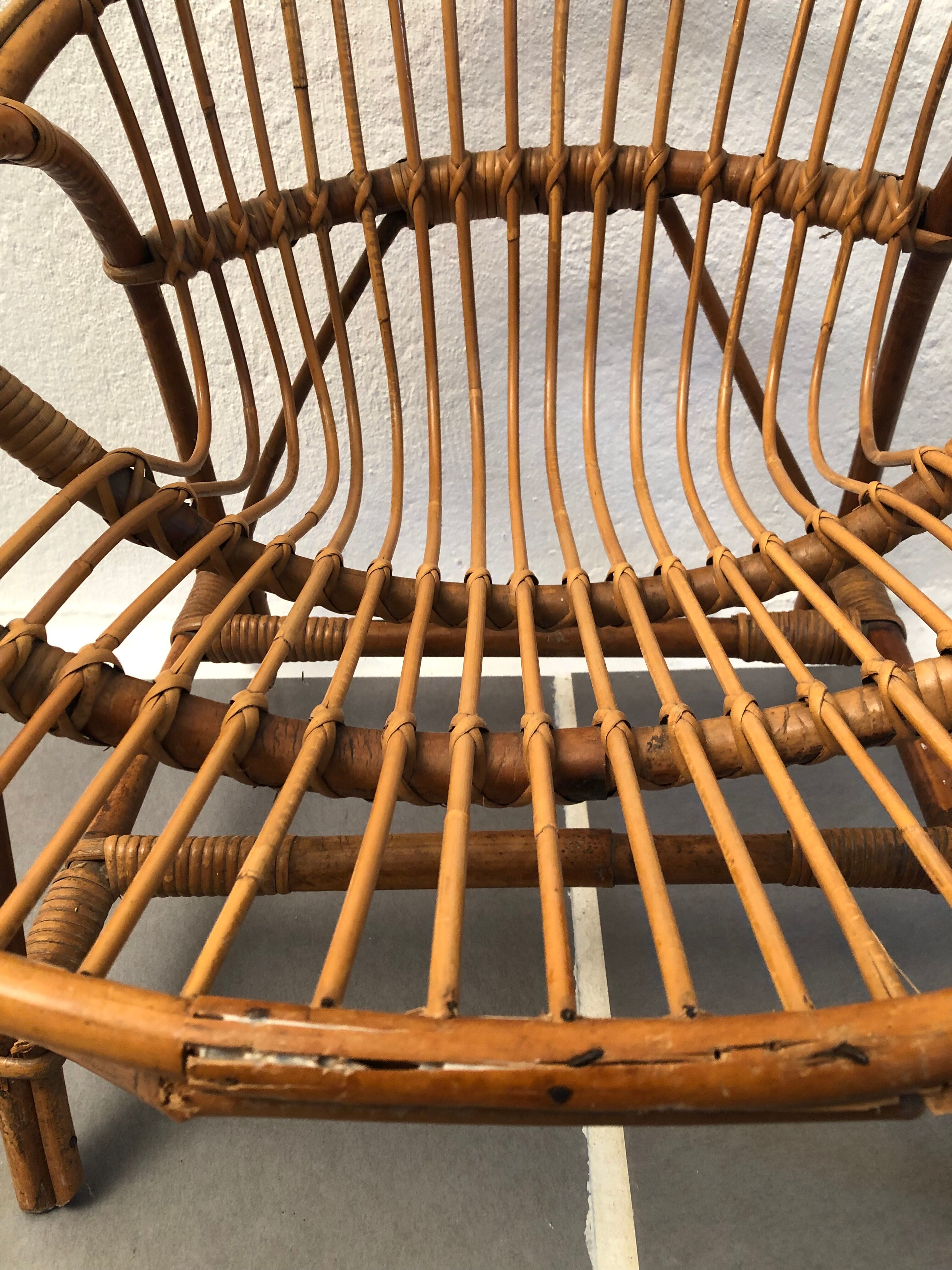 Vintage rattan basket chair