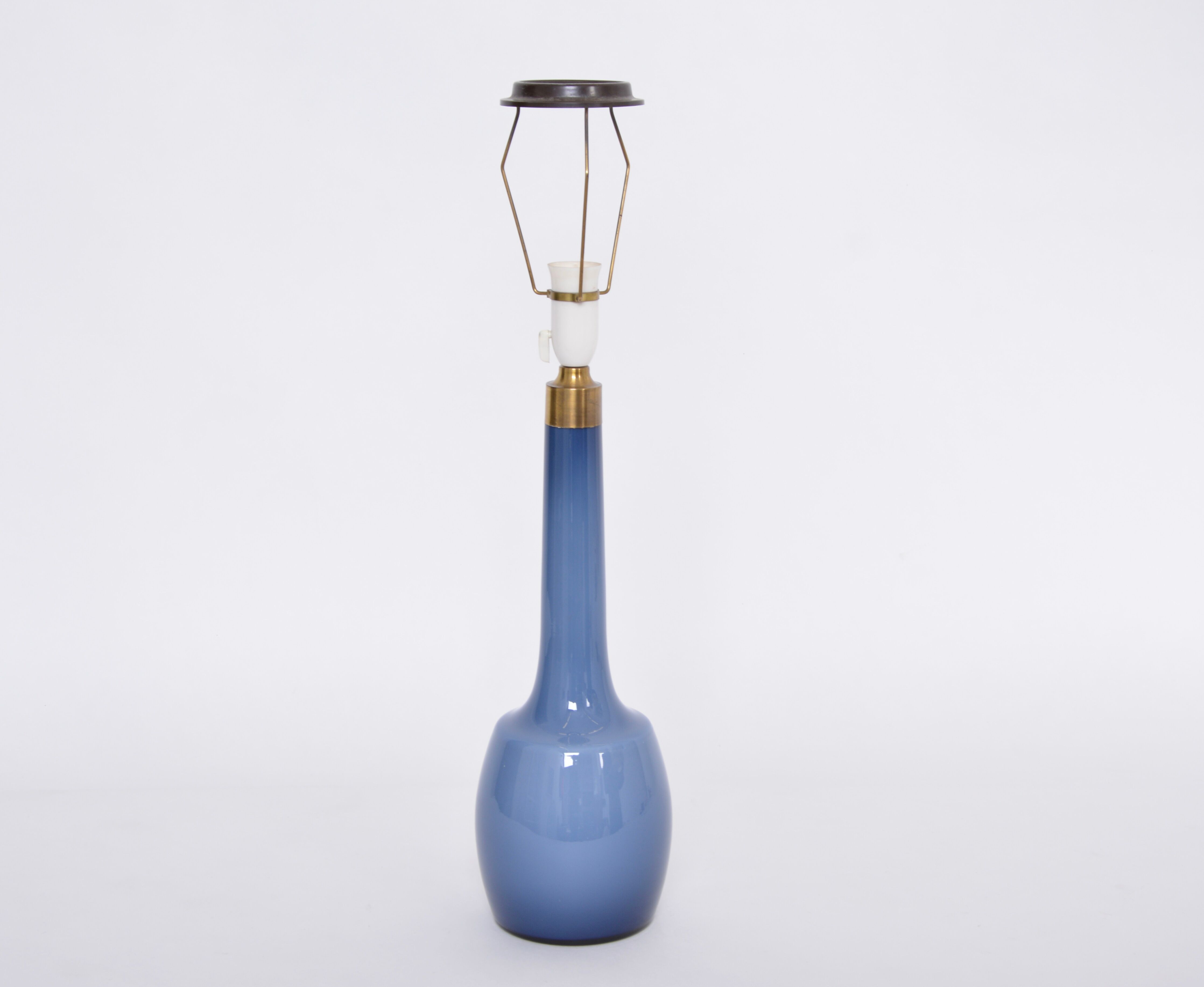 Rare blue Danish Mid-Century table lamp by Esben Klint for Holmegaard
