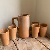 Stoneware cider/water pitcher with cups