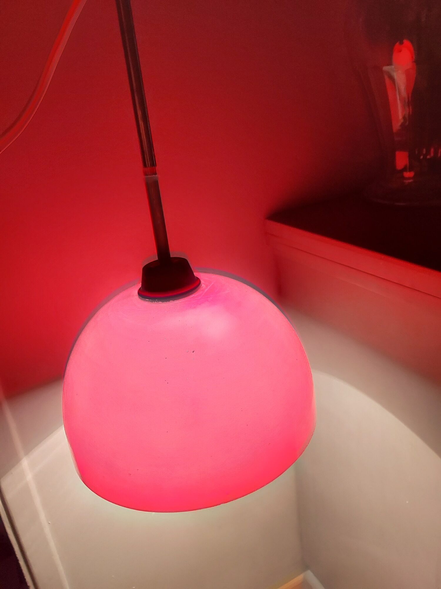 Vintage hanging lamp in red opaline of the 50/60