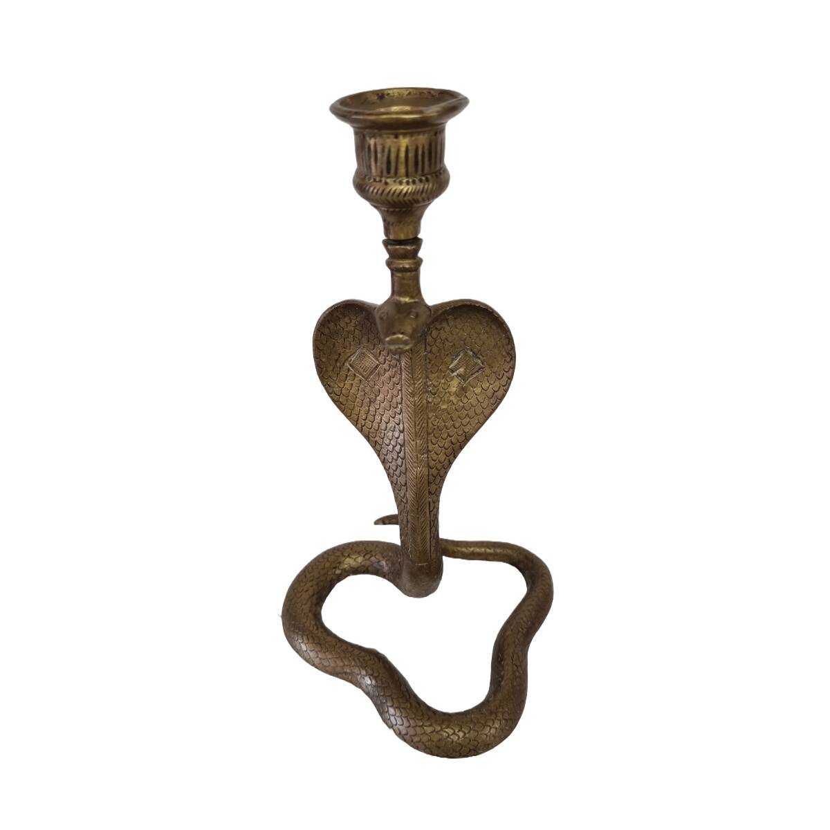 Vintage brass cobra candlestick, 1970s