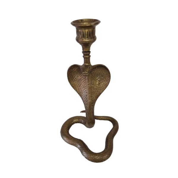 Bougeoir cobra vintage en laiton, années 1970