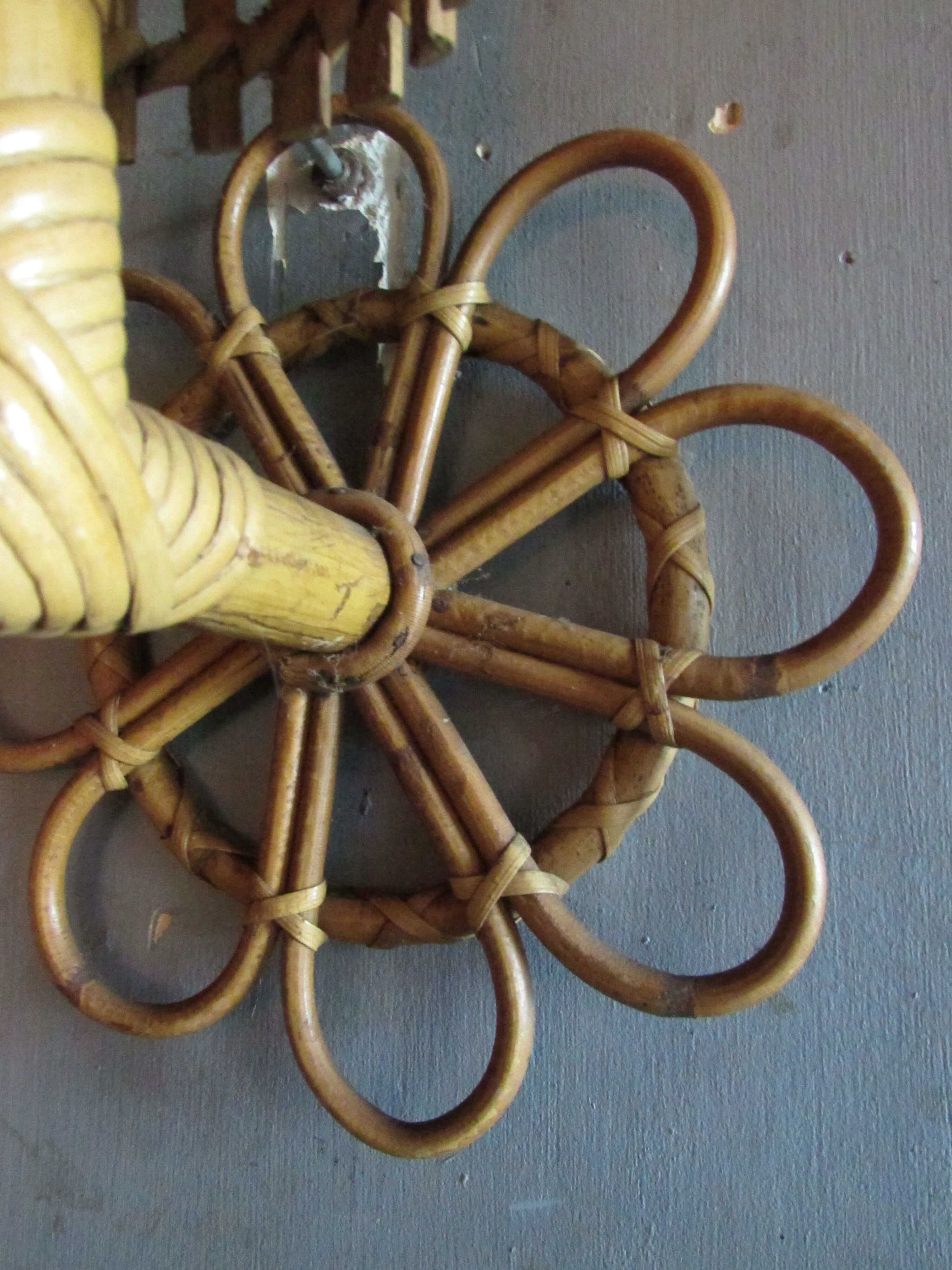 Louis Sognot rattan wall lamp