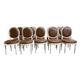 Suite of 15 Louis XVI style medallion chairs
