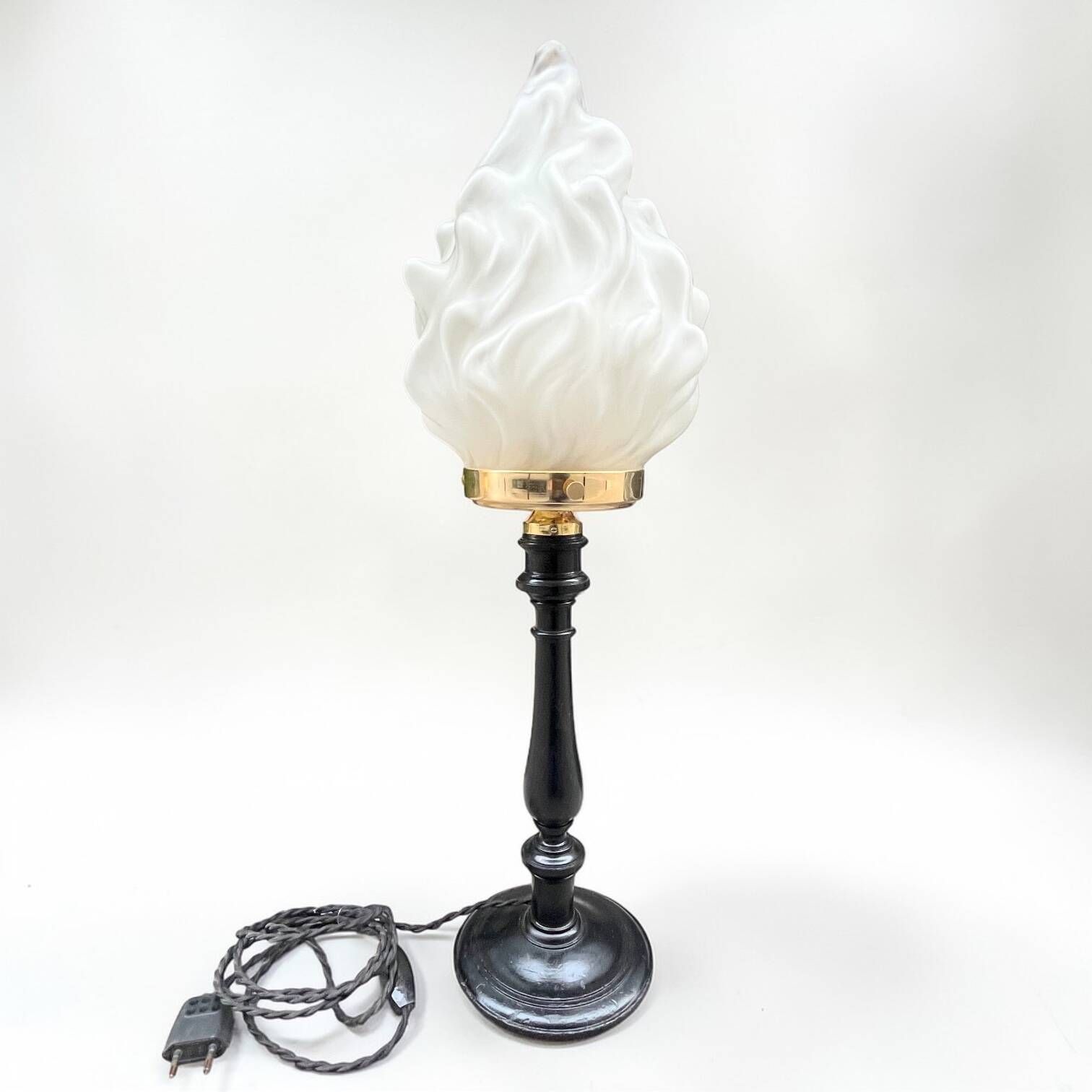 Art Deco torch lamp with flame globe and Napoleon III base - torch lamp