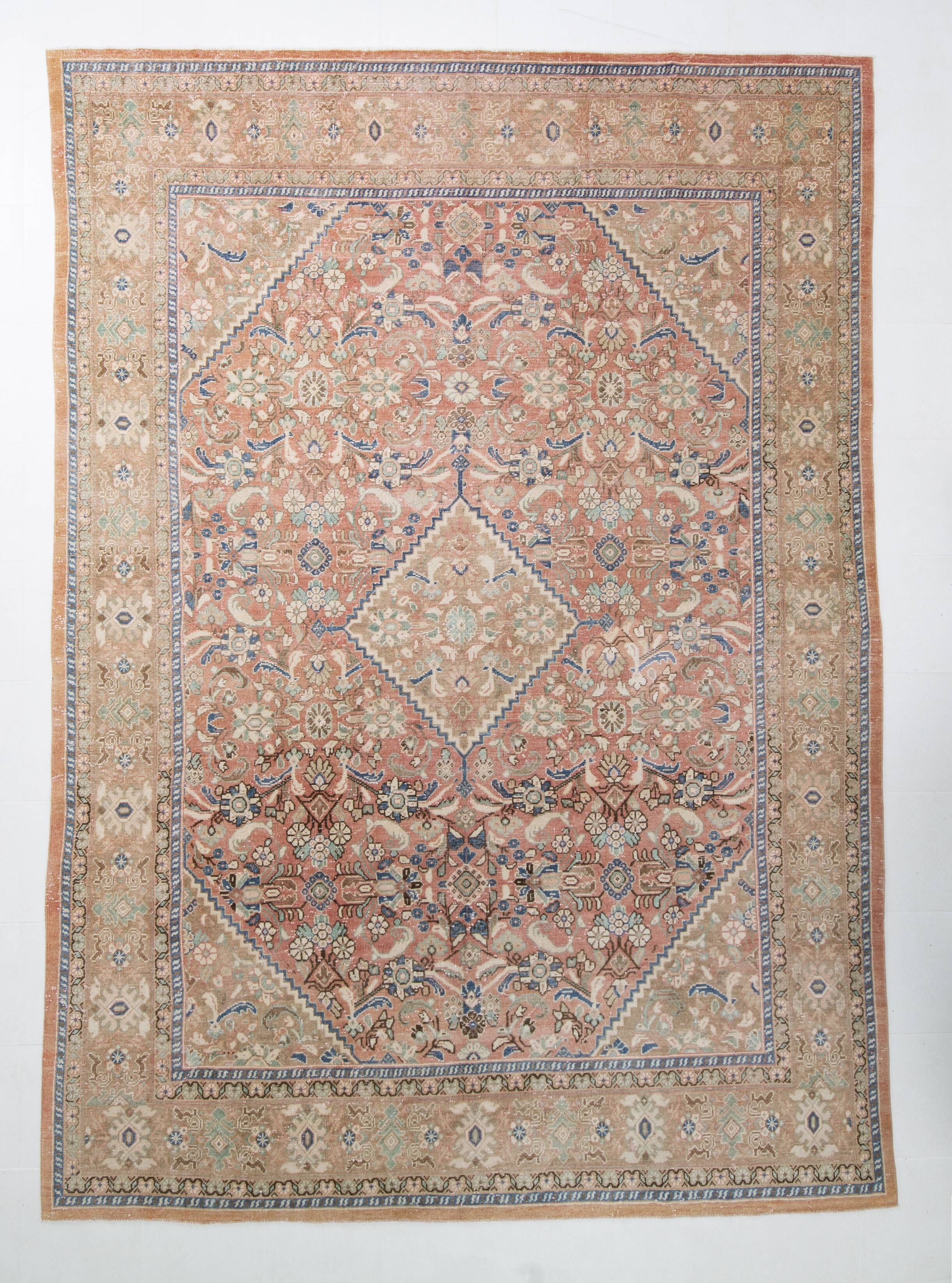 Pink Elegant Decorative Vintage Persian Rug For Living Room, 284x393 Cm