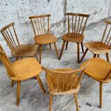 Set of 7 antique bistro chairs